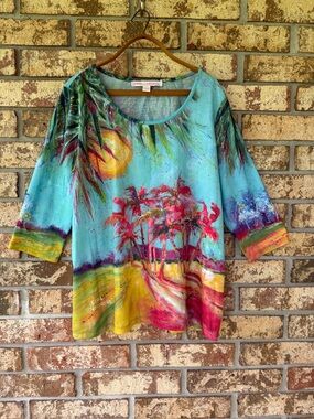 Leoma Lovegrove Tropical Top Women’s Size XL Beautiful!